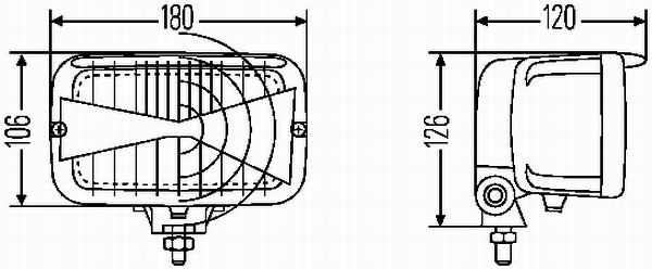 Far HELLA Universal Dreapta/Stanga H4 T4W 12V Latime 180mm Inaltime 106mm Adancime 120mm Transparent Plastic Negru JOHN DEERE 6000