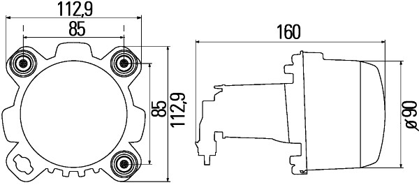 Far HELLA Reflector-Modul Mercedes-Benz Rotund 113mm Inaltime 90mm Diametru 160mm Adancime H1 12V Dreapta Stanga