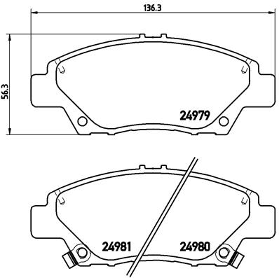 Set placute frana disc BREMBO Honda Civic CR-Z Insight Jazz III IV V 1.2-1.5H fata 56mm inaltime 136mm latime 17mm grosime