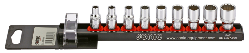 Set chei tubulare SONIC 9 piese 1/4 inch 6.3 mm profil 12PT omogen profesional