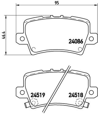 Set placute frana disc BREMBO Honda Civic VIII 1.4-2.2D 09.05- spate inaltime 46mm latime 95mm grosime 16mm cu suruburi etrier