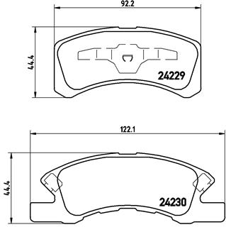 Set placute frana disc BREMBO DAIHATSU CUORE V-VII MOVE TREVIS MITSUBISHI MIRAGE TOYOTA PIXIS 44x92x15 mm Fata 11.98-