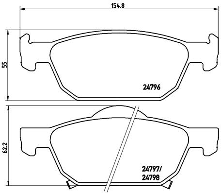 Set placute frana disc BREMBO HONDA ACCORD VIII 2.0/2.2D/2.4 06.08- Fata 155x18x55/62mm Senzor uzura Da