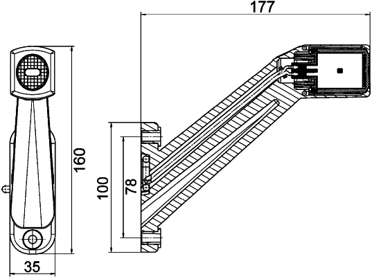 Lumina de clarificare HELLA LED lampa contur Latura stanga brat lung 12/24V LED alb/rosu/portocaliu lungime cablu 300mm montare suprafata