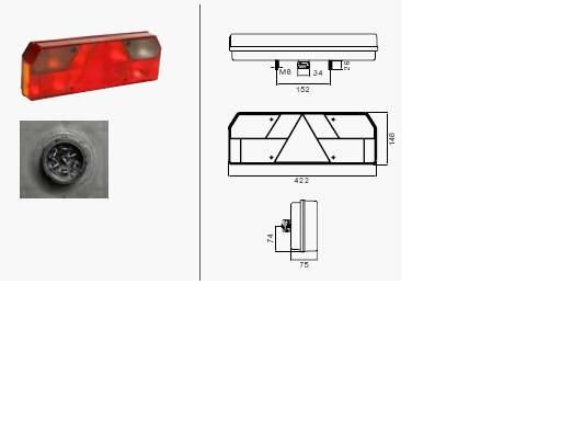 Stopuri spate ASPOCK EUROPOINT lampă dreapta direcţie triunghi reflectoare portocaliu conector Rear 7PIN garda laterala