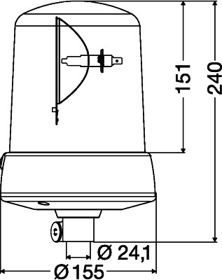 Girofar HELLA KL 7000 FL 24V H1 Galben Inaltime 240mm Diametru 155mm IPX9K IP5K4K Halogen 70W ECE-R65 ECE-R10