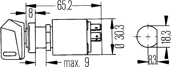 Comutator pornire HELLA Sistem electric Post de aprindere Intrerupator de aprindere 6JK007 232-001