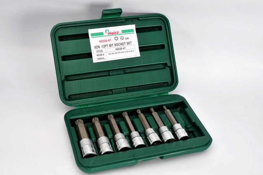 Set scule HANS tubulare bit 1/2 XZN 7 piese L=100mm Dimensiuni M5-M16 Spline/XZN