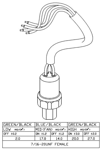 NRF Senzor Presiune Aer Condiționat 7/16-20 Female 20 Spire/Inch 4 Pini R134a 12V Cu Inel Etanșare