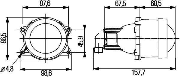 Far Universal HELLA Rotund HB3/HB4 12V CLAAS AXION L/R 89mm 99mm 157mm Negru SAE ECE E4 10892