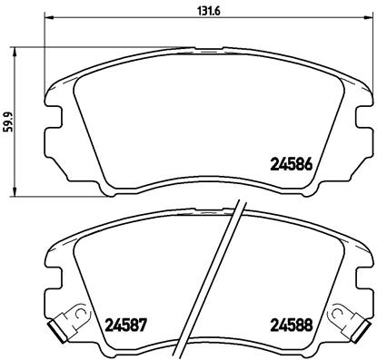 Set placute frana disc BREMBO Hyundai Sonata V Kia Magentis 2.0-2.7 Fata 132.0mm Latime 60.0mm Inaltime 18.0mm Grosime