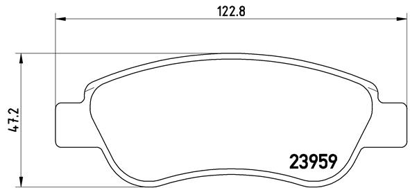 Set placute frana disc BREMBO CITROEN C1 C1 II PEUGEOT 107 108 TOYOTA AYGO 1.0/1.2/1.4D 06.05- Fata 123x47x18mm BOSCH 23959