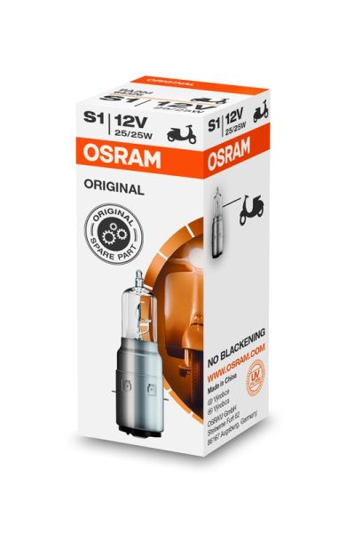 Bec far faza lunga OSRAM S1 12V 25W BA20D motociclete VESPA PK PX 198603-199009 cutie 1buc Standard