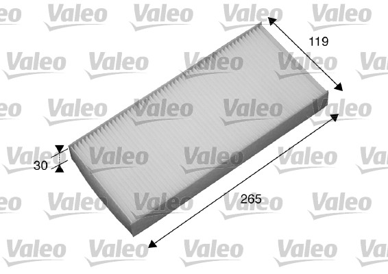 Filtru aer habitaclu VALEO RENAULT TRAFIC TWINGO I TWINGO II 1.2-2.1D 03.93 Dimensiuni 30 mm x 118 mm x 264 mm