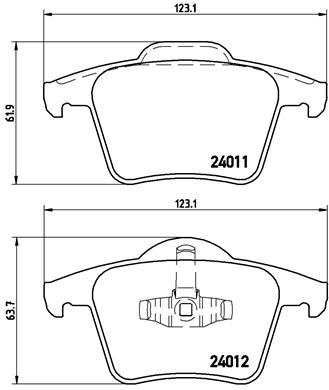 Set Placute Frana Disc BREMBO VOLVO XC90 I 2.4D-4.4 10.02-12.14 Spate 123x62x18mm Fara Accesorii Cu Clema Piston