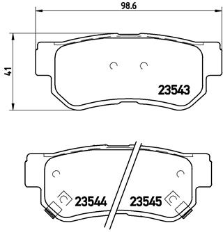 Set placute frana disc BREMBO Hyundai Kia 41mm inaltime 99mm latime 15mm grosime spate MANDO senzori uzura 2 fara accesorii