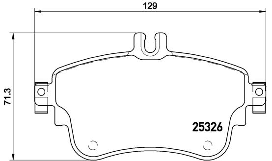 Set placute frana fata BREMBO MERCEDES A W176 B W246 CLA C117 1.5D-2.2D 11.11-03.19 71mm x 129mm x 19mm Senzor uzura Da