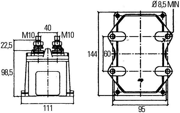 Contact principal baterie HELLA 12V disconnector 250A 2 pini IP65 insurubat -30°C/60°C