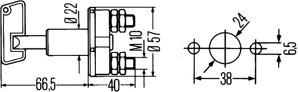 Contact principal baterie HELLA deconectare plastic 1000W M10 mm 1.5 mm 50A 12V/24V max 1000A/10s 2 pini insurubat cu piulițe