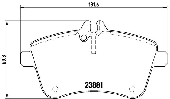 Set placute frana disc BREMBO Mercedes A W169 B W245 fata 70mm inaltime 132mm latime 20mm grosime cu accesorii senzori