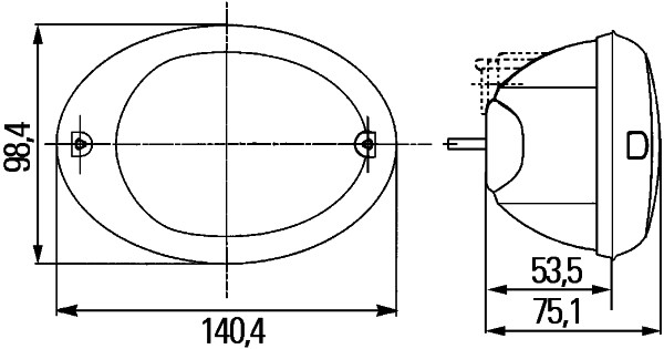 Stopuri spate HELLA Lampa unităţi Agroluna P21/5W P21W 12V/24V ECE E4 10203 Montare Stanga Dreapta Înălțime 75mm Lățime 98mm Lungime 140mm