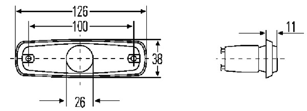 Stopuri spate HELLA L/R rosu Halogen/W5W 24V inaltime 126mm latime 38mm adancime 11mm sistem rack IP5K9K ECE lumina spate