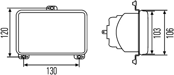 Far HELLA Universal Lampa FENDT 900 H4 Halogen 12V/24V 107mm Inaltime 130mm Latime Lentile Clare Montare Dreapta Stanga ECE E1 1433