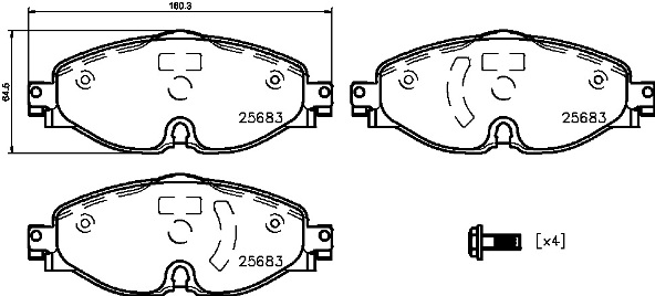 Set placute frana disc BREMBO ceramica Fata AUDI A1 A3 Q3 TT SEAT LEON SKODA KAROQ VW ARTEON 65mm 160mm 20mm cu suruburi etrier