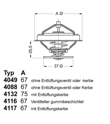 Termostat lichid răcire 87°C Mercedes G W460 T1 B601 2.4D/3.0D 04.77-12.91 diametru int. 37mm ext. 67mm înălțime 25.5mm cu garnitură