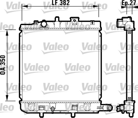 Radiator motor aluminiu VALEO MAZDA DEMIO 1.3 Inaltime 350mm Latime 378mm Grosime 26mm Diametru 28mm