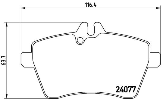 Set plăcuțe frână disc BREMBO Mercedes A W169 1.5/2.0D 09.04-06.12 față 64mm înălțime 116mm lățime 19mm grosime cu accesorii