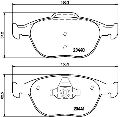 Set placute frana disc BREMBO Ford Focus I Tourneo Transit Connect fata 63mm 67mm 157mm grosime 18mm fara accesorii cu clema piston