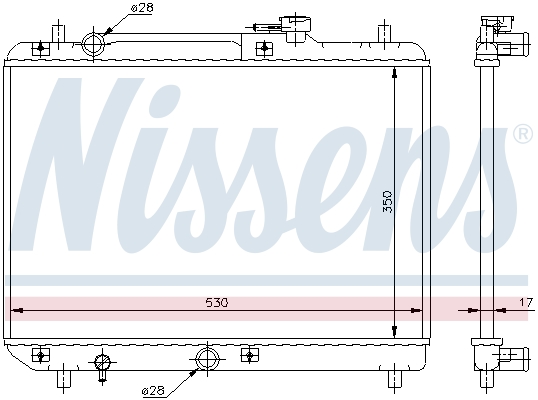 Radiator motor NISSENS SUZUKI BALENO 1.3/1.6/1.8 350mm Înălțime 518mm Lățime 16mm Grosime Aluminiu Plastic