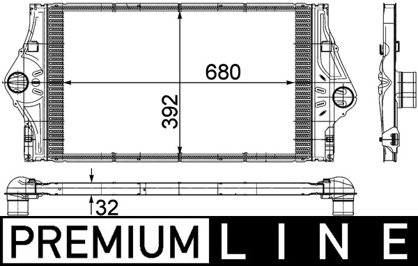 Intercooler MAHLE Renault Espace IV Laguna II Vel Satis 2.0/2.2D 680x392x32mm Aluminiu 52mm Admisie/Evacuare