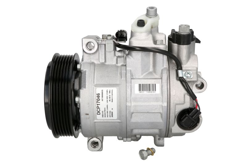 Compresor aer condiționat DENSO Mercedes SLK R170 2005> 6SEU14C 120ml 3 găuri 12V R134a 6 caneluri fulie 110mm 138x208mm 4900g