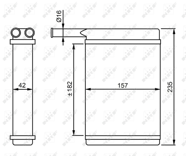 Schimbator Caldura Incalzire Habitaclu NRF Aluminiu Ford Fiesta 84-89 Inaltime 157mm Latime 182mm Grosime 42mm