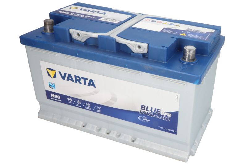 Acumulator Pornire VARTA 12V 80Ah 800A START&STOP EFB R+ Borna Standard 315x175x190 mm Flansa Montare 10.5 mm