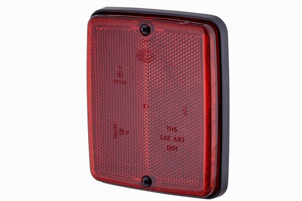 Reflector HELLA roșu efect orbire dreptunghiular 117x139 mm două șuruburi M6x12 montare spate