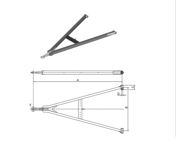 Protap JOST Bara de tractare GNZ27 A=2500mm B=1100mm C=100mm D=30mm E=40mm