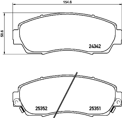 Set placute frana fata BREMBO Honda Crosstour CR-V Odyssey 1.5-3.5 AKEBONO 155x59x18mm Senzor uzura Da