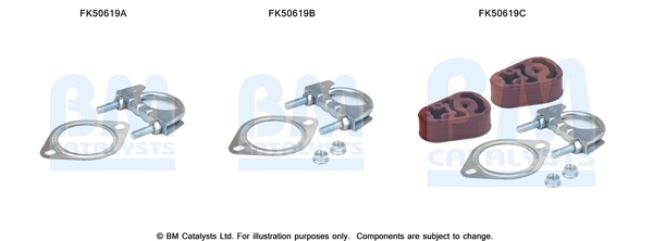 Set montare sistem evacuare FIAT GRANDE PUNTO 1.3D 10.05-12.10 BM CATALYSTS