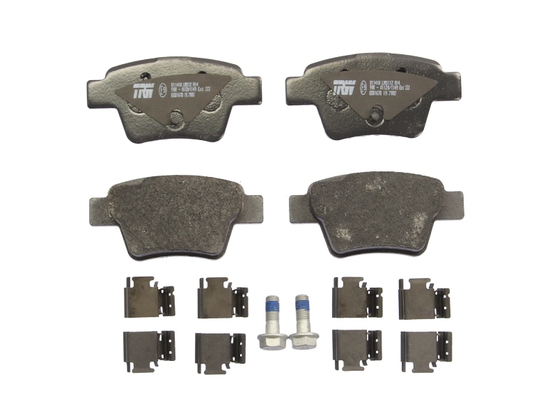 Set placute frana spate cu suplimente suruburi ghidare etrier Peugeot 207 1.6/1.6D 02.06-01.15 TRW 46.9mm 95.0mm 16.8mm