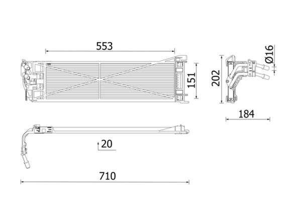 Radiator racire ulei cutie viteze automata MAHLE BMW X5 X6 X7 3.0/3.0H Inaltime 553mm Latime 151mm Grosime 20mm