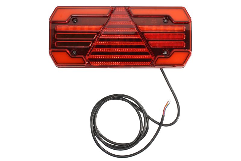 Stopuri spate WAS LED 12/24V indicator lumini frana parcare reflector triunghiular lungime cablu 2m Dreapta IP6K9K Roșu/Portocaliu