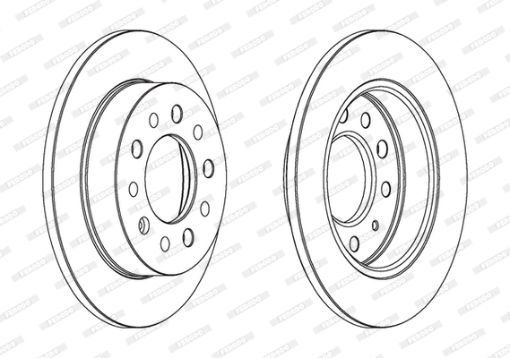 Set discuri frana FERODO Spate Dreapta/Stanga Hyundai Coupe II Tiburon 01.01-08.09 258mm 5 gauri 76mm 10mm grosime 45.2mm inaltime