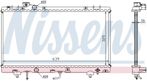 Radiator racire motor NISSENS TOYOTA PASEO 1.5 Inaltime 325mm Latime 639mm Grosime 16mm Aluminiu Plastic