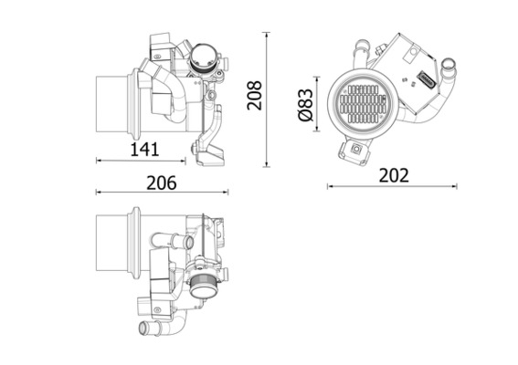 Radiator recirculare gaze esapament MAHLE EGR valve AUDI A3 VW GOLF VII 2.0D 04.12 Lungime 206mm Latime 208mm Adâncime 202mm