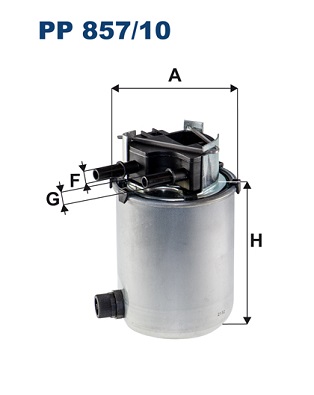 Filtru combustibil FILTRON NISSAN QASHQAI II X-TRAIL III 1.5D/1.6D 11.13- Diametru exterior 99.0 mm Inaltime 161.5 mm