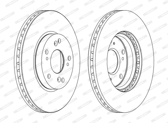 Set discuri frana ventilate 280mm 5 gauri Fata Honda Accord VII 2.0/2.2D/2.4 09.02-05.08 FERODO Dreapta/Stanga