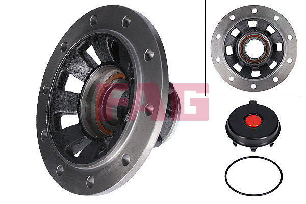 Butuc roata fata cu rulment SAF B 01.06- FAG Bearings 195.5 mm inaltime 385.0 mm diametru exterior 88.0 mm diametru interior